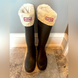 Women’s Hunter Original Tall Rain Boots, size 8, chocolate brown